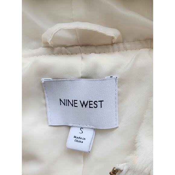 JACKET-HOODIE-NINE WEST-White Soft Faux Fur with Tan Spots-Lines-Size SMALL - Picture 8 of 16